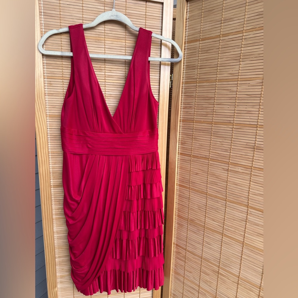 BCBGMaxAzria Red Ruched Sheath Mini Dress